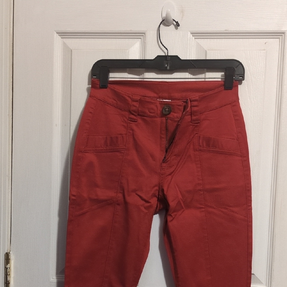 CAbi Burnt Orange The Explorer Utility Casual Skinny Pants Size 2.